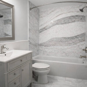 1 Day Bath wall Upgrade in Cambria Quartz